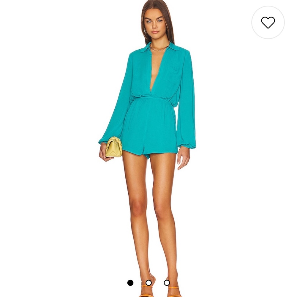 Teal Collared Plunge Romper